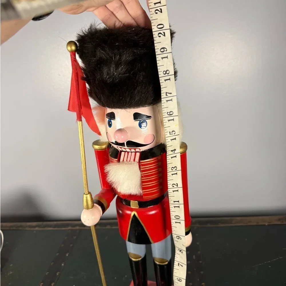 Vintage Large Hand Painted Wooden Nutcracker Classic Heavy Works 20” Soldier